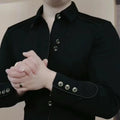 Autumn Winter Light Luxury Fashion High-end Men's Long Sleeved Lapel Sweatshirt New Trend Handsome Korean Version Slim Fit Shirt