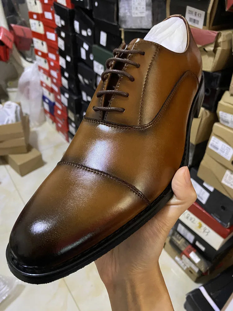 2023 High Quality Handmade Oxford Dress Shoes Men Genuine Cow Leather Suit Shoes Footwear Wedding Formal Italian Shoes Hot