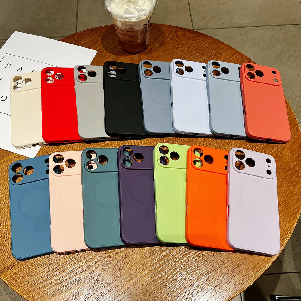 for iPhone 17 Pro Max 17 Air 17Pro Case Magnetic Cover for Mag-safe Liquid Silicone Velvet Lining All-round Camera Protect Shell