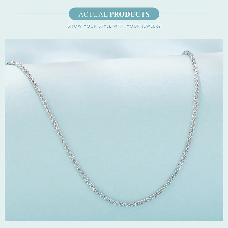 925 Sterling Silver Stackable Basic Wheat Chain Adjustable Figaro Chain with Hoop Clasp for Men Women DIY Pendant Beads