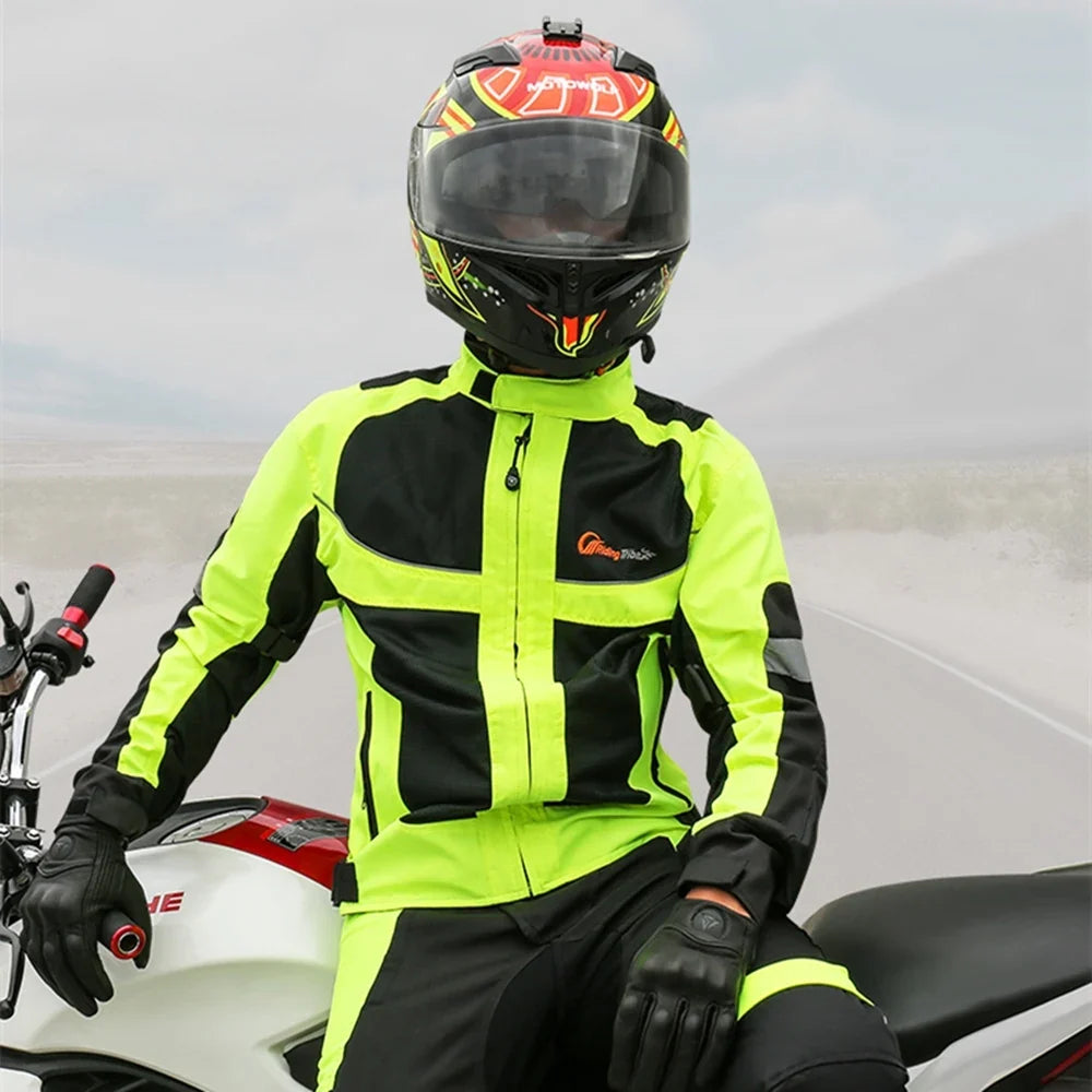 Motorcycle Jacket Summer Style Breathable Motorbike Riding Protective Armor Coat Night Reflective Warning Safety Clothing JK-21