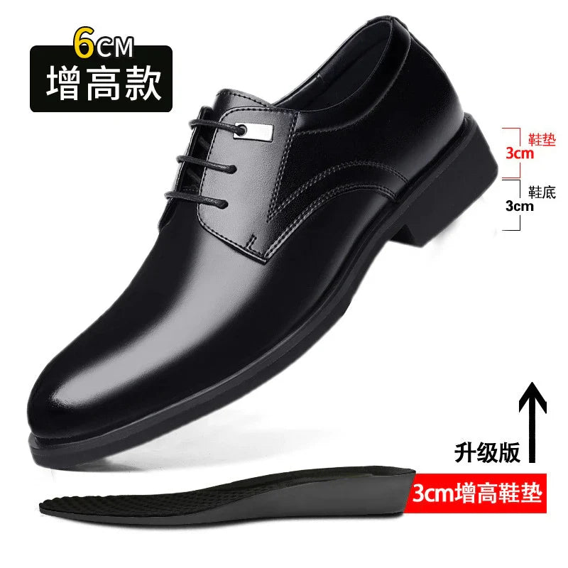 Mens Black Genuine Leather Perforated Metal Decor Lace Up Formal Business Office Breathable Summer Shoes Hollow Stylish Simple