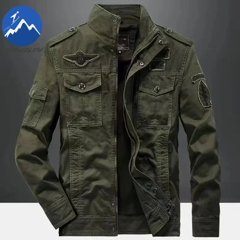 2025 New Casual Climbing pilots Jacket Men Plus Size 6XL Jaqueta Masculina working clothes Spring Autumn Cargo Mens Jackets Coat