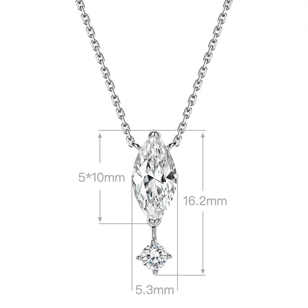 1.1carat Marquise/Round Cut Moissanite Pendant Necklace for Women Lab Diamond Necklaces 925 Sterling Silver Stacking Neck Chain