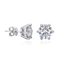 2 Carat Classic Moissanite Stud Earrings 925 Sterling Silver For Women 6-Claw D Color Sparkling Diamond Round Ear StudsCertified