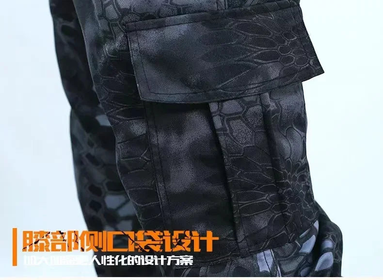 Black Python Pattern Wear-resistant Overalls Labor Insurance Cloth Uniform Men's Soft Tracksuit Outdoor Suit