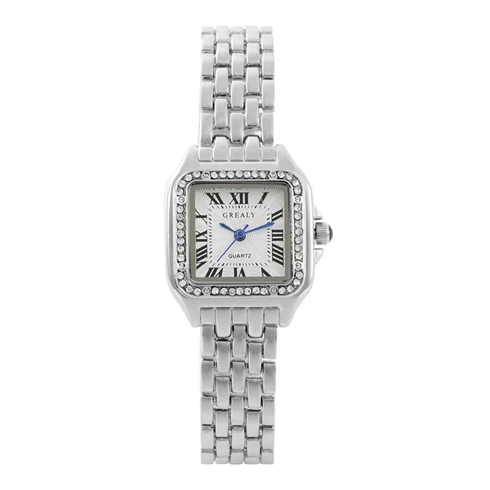 2025 Luxury Women's Fashion Square Watches Gold Alloy Strap Ladies Quartz Wristwatches Qualities Female Roman Scale Clock
