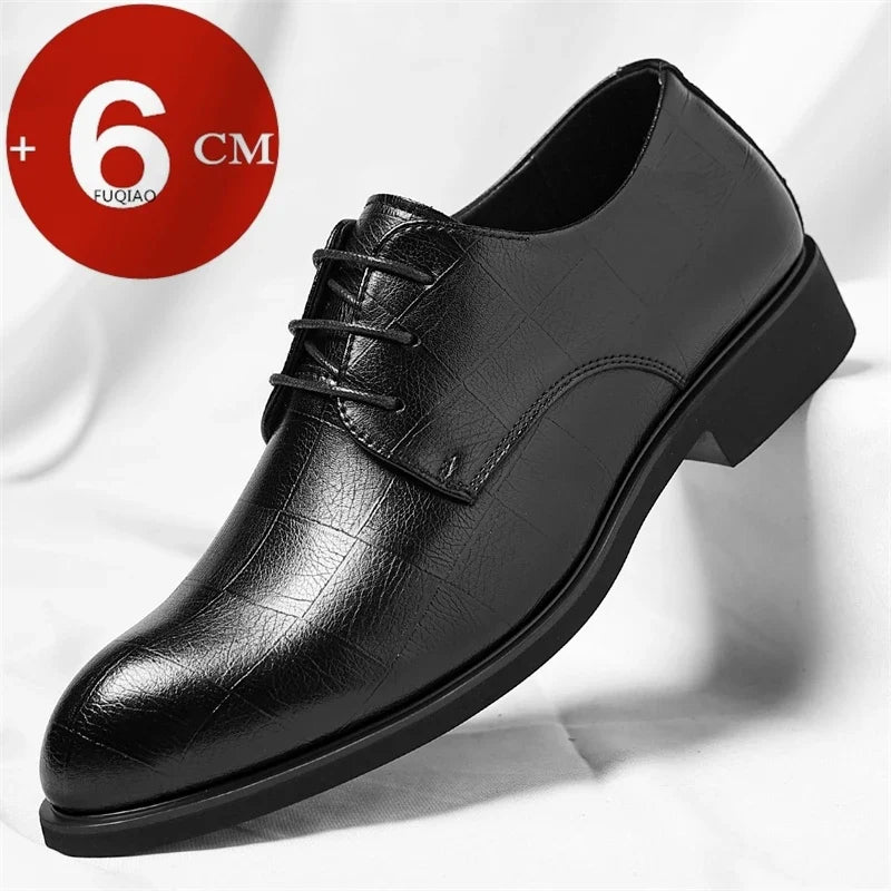 Men Spring Summer Hollow Out Breathable Elevator Shoes 6cm Hidden Height Increasing Business Formal Dress Office Wedding Shoes