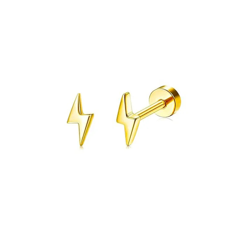 2PCS/Set Stainless Steel Gold Flower Cross Stud Earrings for Women Cute Mini Pearl Earrings Tragus Cartilage Piercing Jewelry