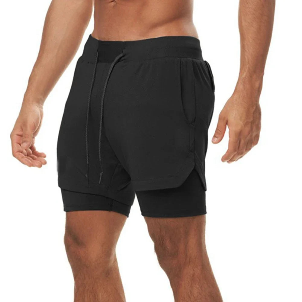Plus 5XL Men's Fitness Shorts 2 IN 1 Jogger Streetwear Shorts Gym Bodybuilding Breathable Quick Dry Running Shorts Huge Size