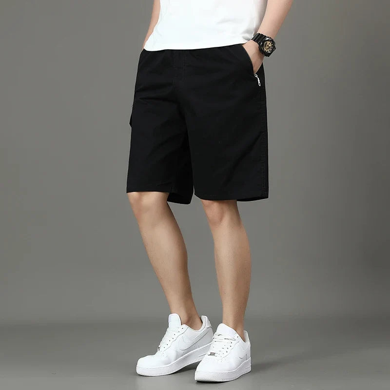 Summer new men's work shorts pocket zip trend versatile casual trousers five work trousers