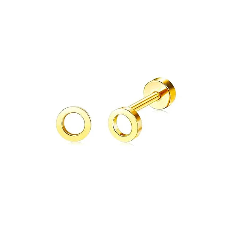 2PCS/Set Stainless Steel Gold Flower Cross Stud Earrings for Women Cute Mini Pearl Earrings Tragus Cartilage Piercing Jewelry