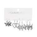 10PCS Set Personality Goth Black Butterfly Snake Heart Dangle Earring for Women Vintage Charm Hoop Earring Punk Jewelry Y2k Gift