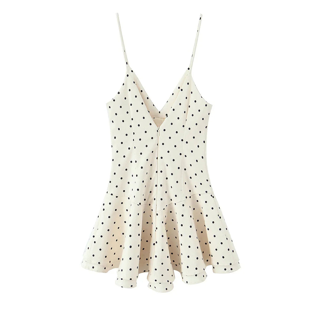 Chic Shiny Polka Dot Sheath Camisole V-Neck Mini Woman Dress Fashion 2026 Bodysuits Dress Mature Night Party Vestidos