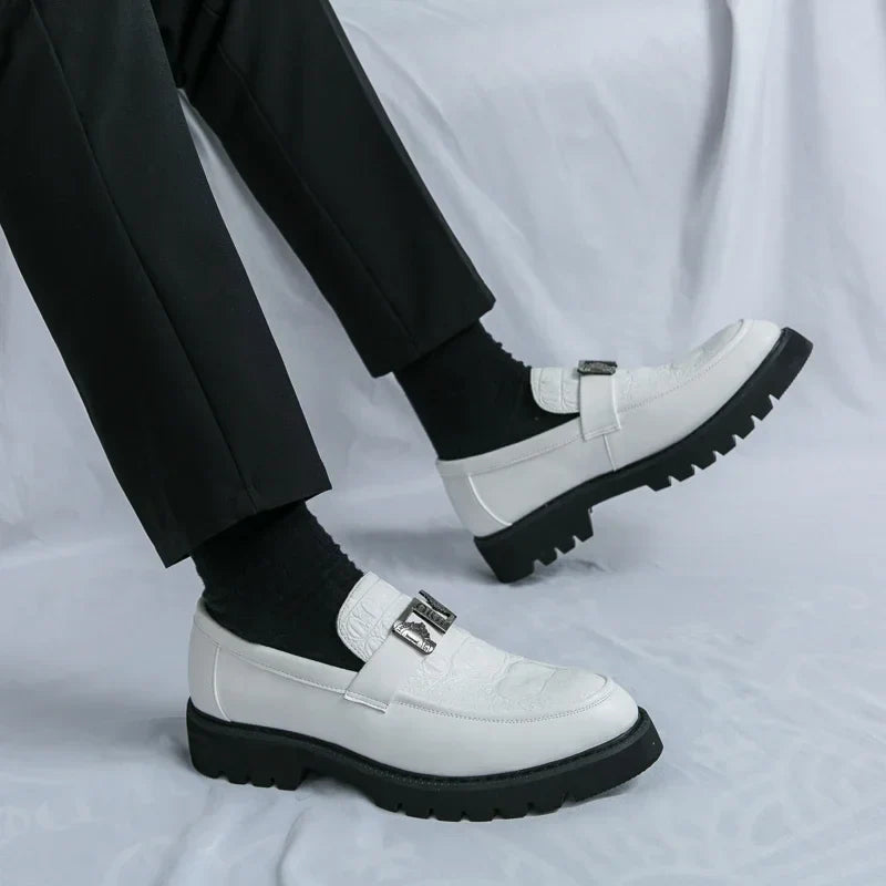 Mens Loafers Party Business Thick Soled Men Leather Shoes Dress Platform Shoes Comfortable Fashion New Casual Shoes for Men