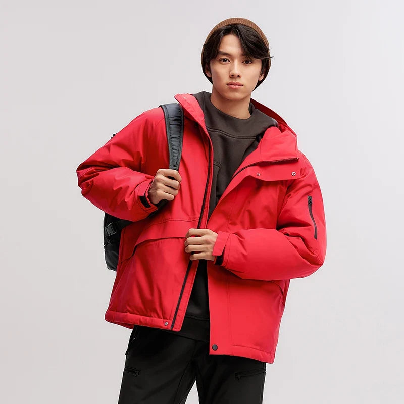 Down Jacket Men Mid-Length 2026 Winter New RainproofStain-ResistantOil-Proof Windproof Loose Hooded Versatile Down Jacket
