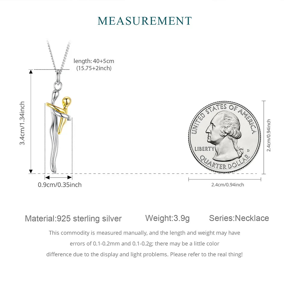925 Sterling Silver Two-tones Hug Necklace, Detachable Mother and Child Pendant for Family Special DIY Love Jewelry