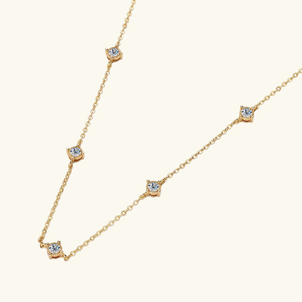 3mm Moissanite Diamond Necklaces for Women Dainty 18k Gold Plated/925 Sterling Silver Neck Chain Female Trendy Jewelry