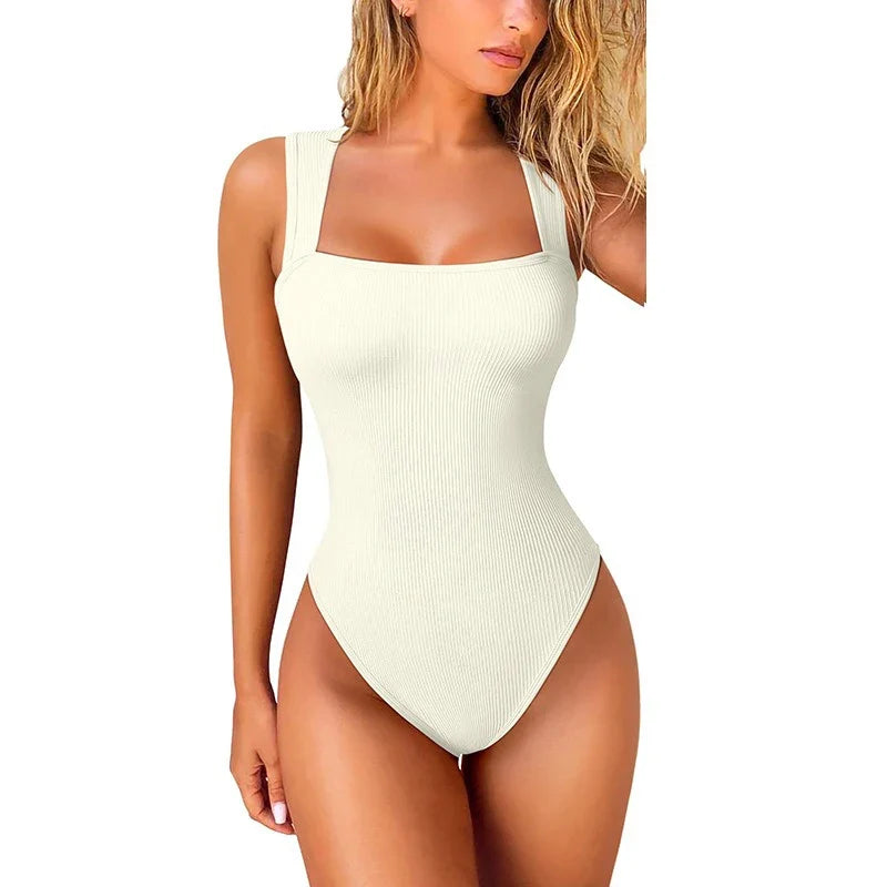 GUUDIA Sexy Summer High Waist for Women Cupless Comfortable Square Collar  Shapewear Ultra Elastic Slim Thong Shapewear Jumpsuit