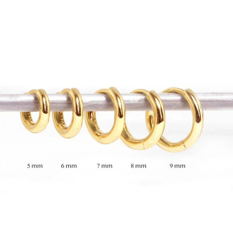 Silver 925 1 pair Women Small Hoops Earring Piercing Ear Cartilage Tragus Simple Thin Circle Anti-allergic Ear Buckle