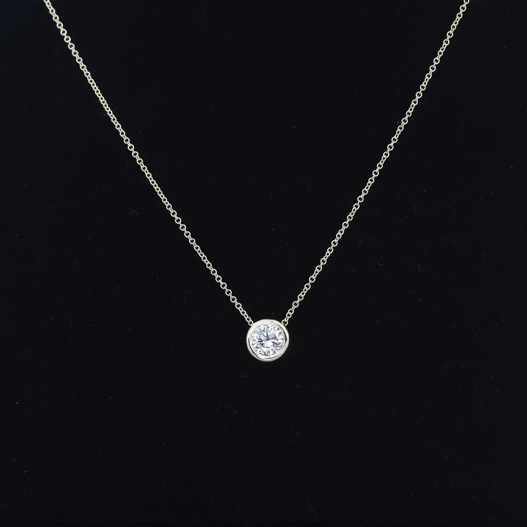 0.5/1/2/3CT Round Bubble Moissanite Pendant Necklaces for Women 925 Silver Bezel Set Solitaire Diamond Necklace with Certificate