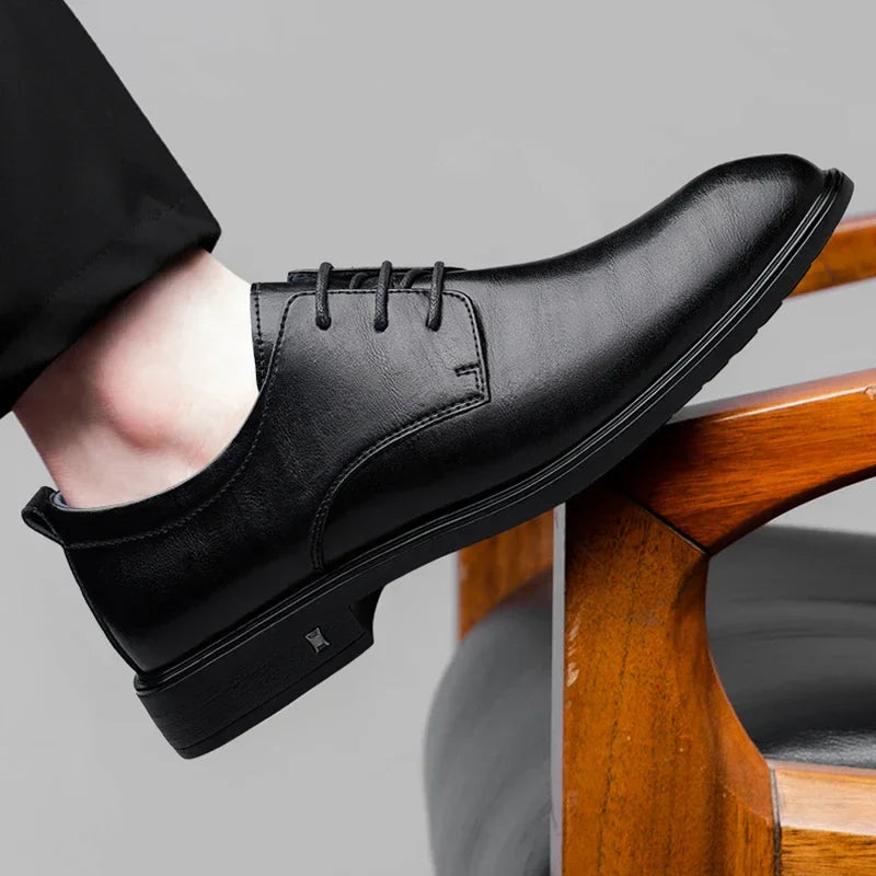 New Mens Formal Business Oxford Shoes Classic Leather Dress Shoes Wedding Office Casual Footwear Derby Shoes Male Sneakers