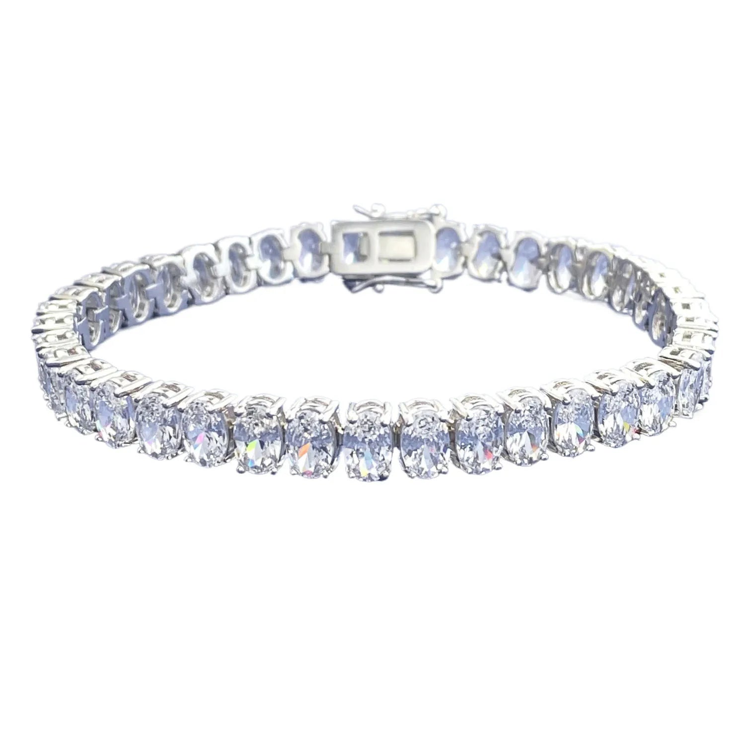 0.5Carat Oval Cut Full Moissanite Tennis Bracelets For Women 100% 925 Sterling Silver D VVS1 Diamond Bangle With  Certificate