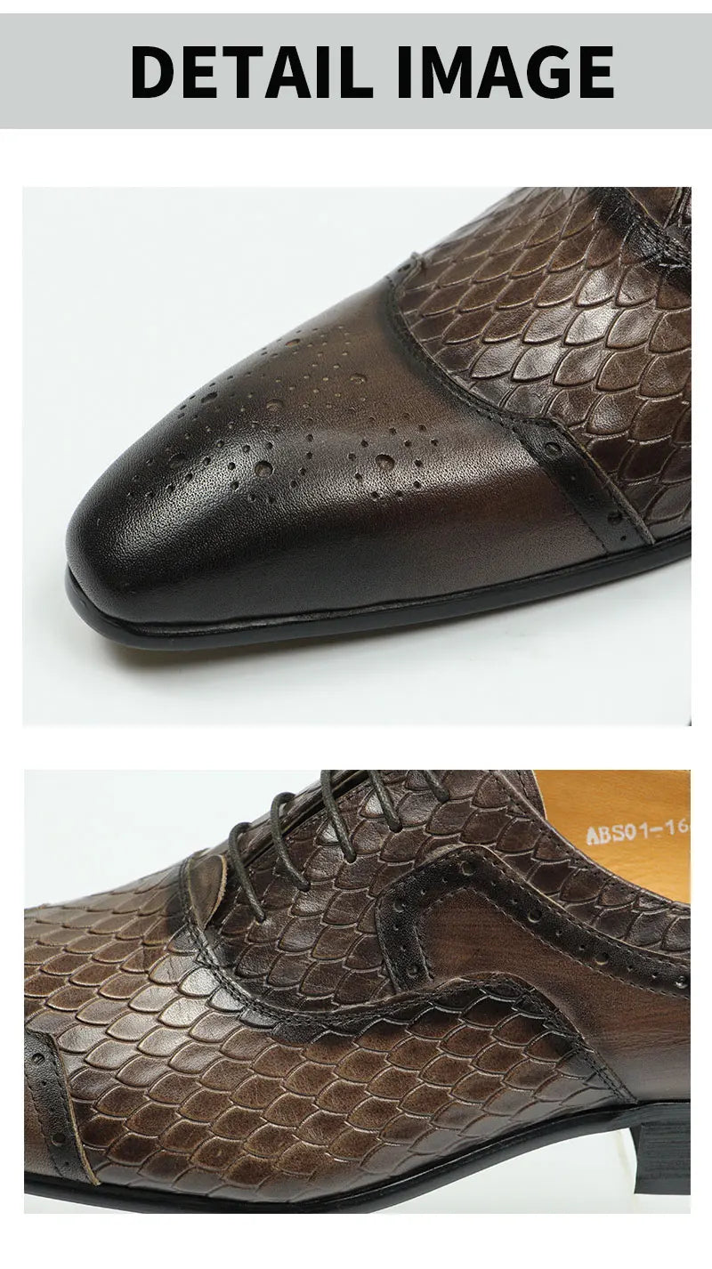 Men's Leather Shoes Engraving Printing Banquet Wedding Shoes Fashion High Quality Oxford Business Office Shoes Chocolate Black