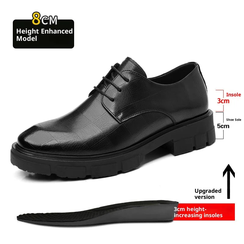 8-10cm Height Increasing Shoes for Men Platform Breathable Lift Casual Inside High Shoes Business Dress Elevator Leather Shoes