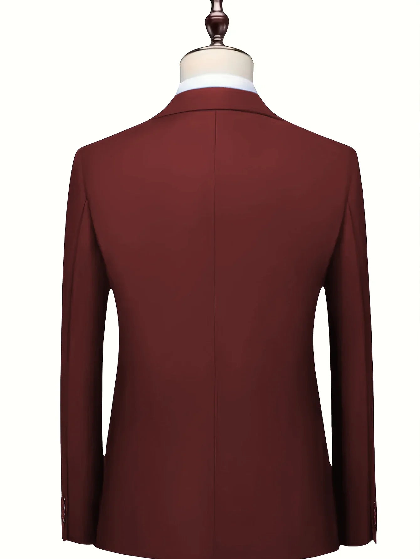 Men's Burgundy 2-Piece Suit Set (Blazer + Trousers Only, No Vest Included),Slim Fit Formal Business Wedding Party Jacket & Pants