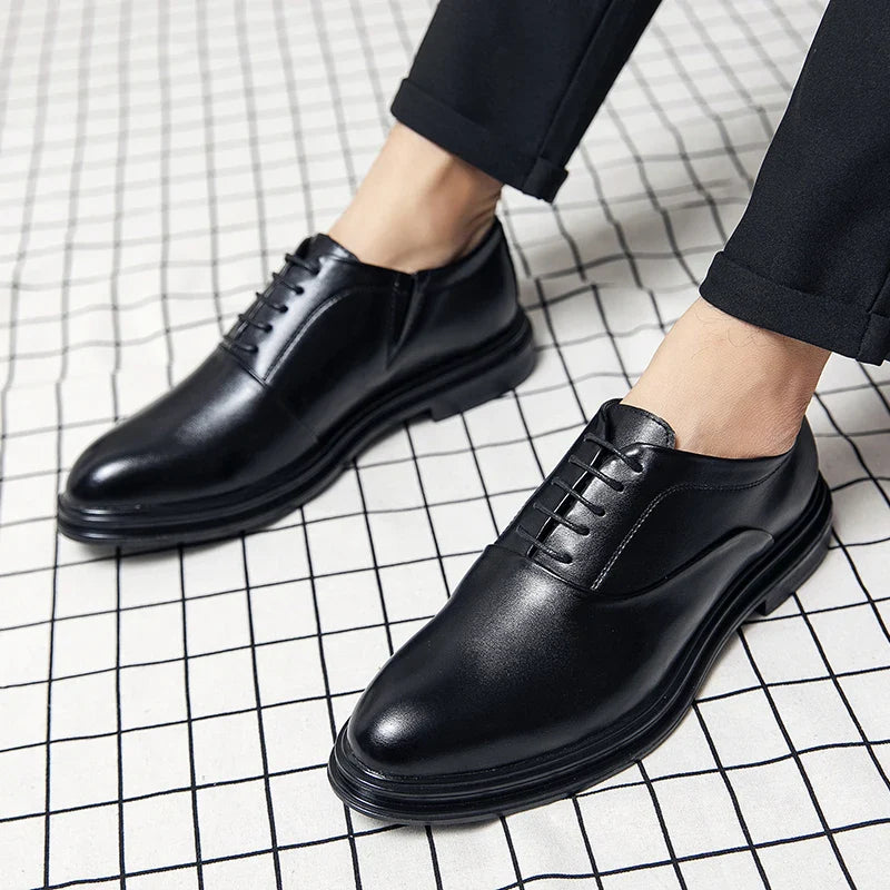 Brand Classic Derby Shoes Leather Man Business Dress Office Leather Shoes Flats Men Fashion Wedding Party Suit Club Shoe Vintage