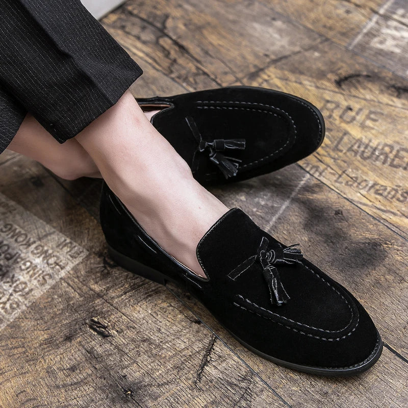 New men's black moccasin one-pedal loafers men's brown business dress shoes Italian wedding dress shoes 38-48 size.
