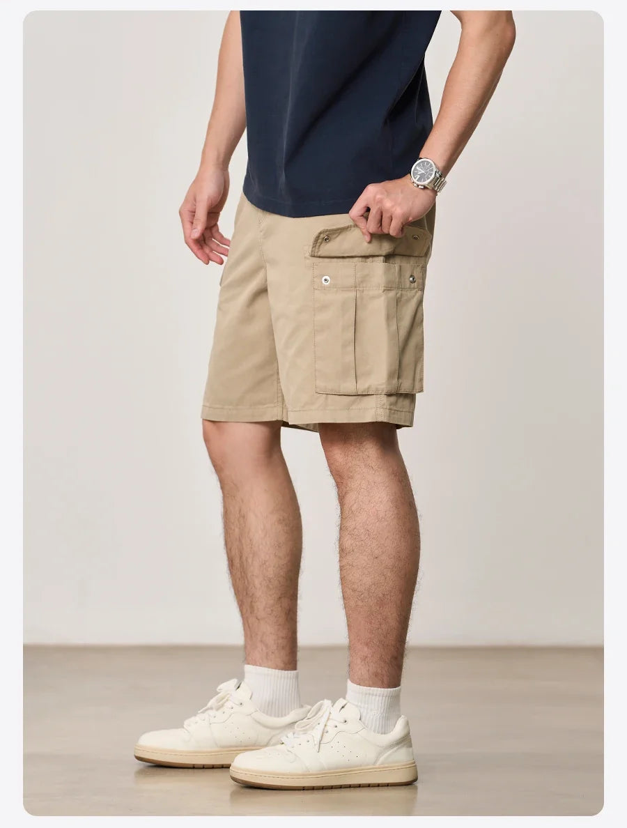 SIMWOOD 2026 Summer New Oversize 215gsm Tencel Lyocell Blend Fabric Cargo Shorts Men Fashion Outdoor Wear