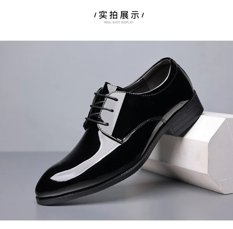 Spring British Style Formal Dress Shoes Black Business Oxfords For Groom Wedding Office Comfortable Big Size Footwear Non Slip
