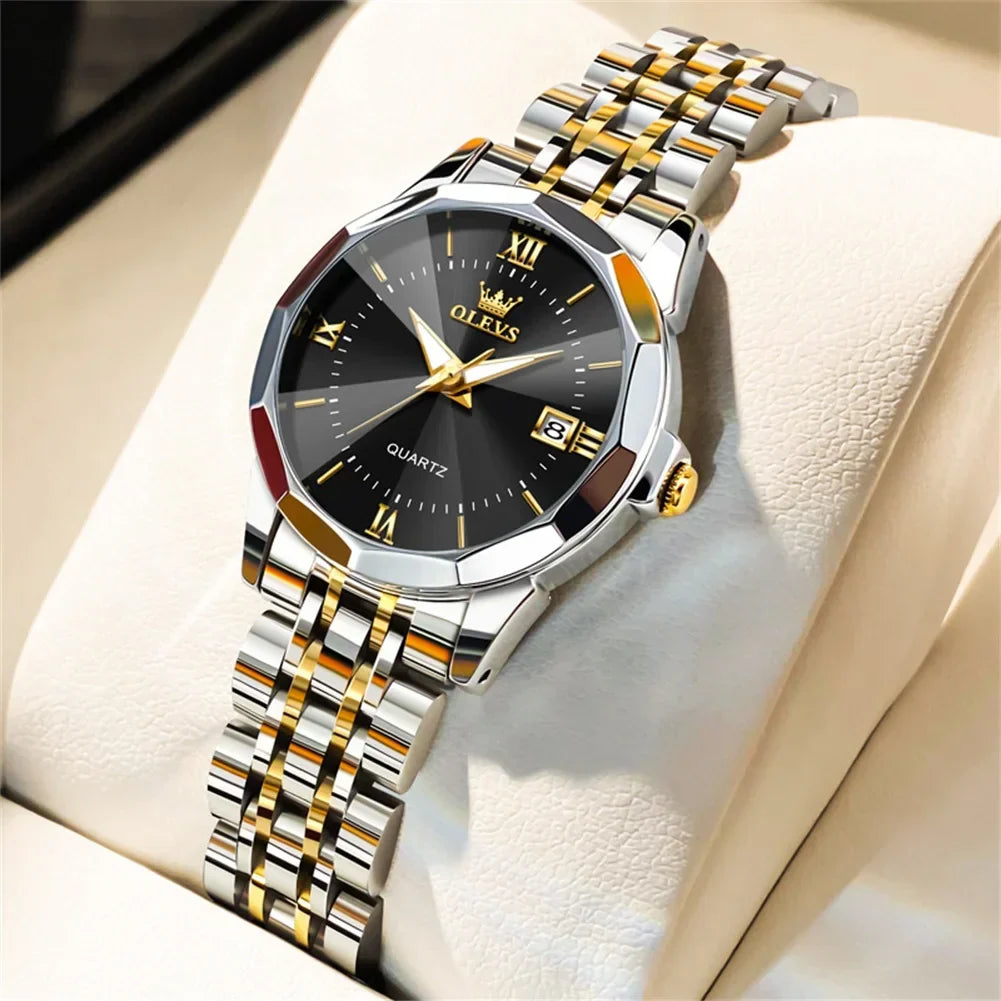 Elegant Fashion Women's Watches Luxury Brand Original Quartz Watch for Ladies Waterproof Stainless Steel Luminous Date