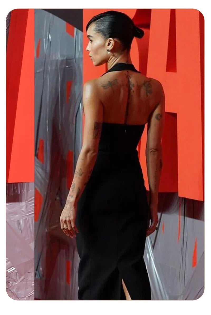 VC Black Halter Elegant Dress For Women 2025 New Summer Evening Party Celebrity Bodycon Long Dress Red Brown Prom Vestido
