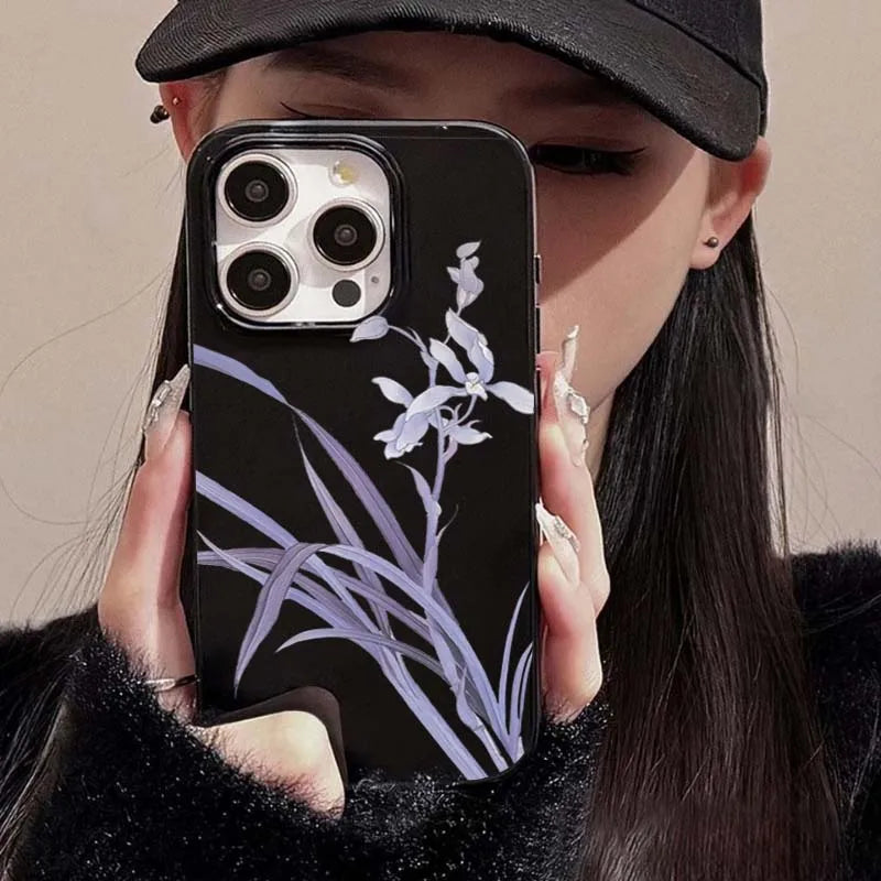 Lily Orchid Flower Print Soft Phone Case For iPhone 16 17 15 14 13 12 11 Pro Max XS X 7 8 16e 16 Plus SE 2022 Shockproof Cover