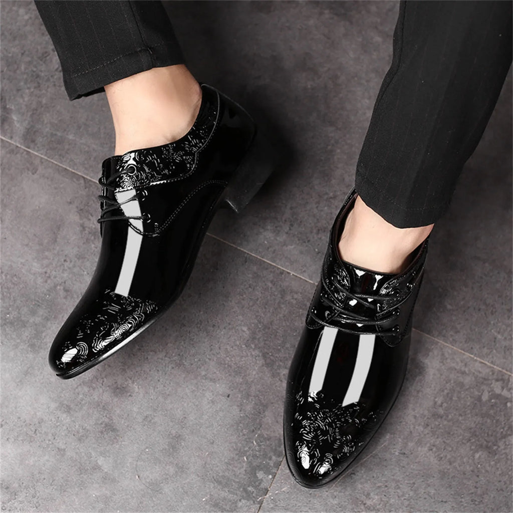 Mens Casual Business Shoes Formal Leather Shoes Lace Up Black Leather Men Wedding Party Office Oxford Shoes