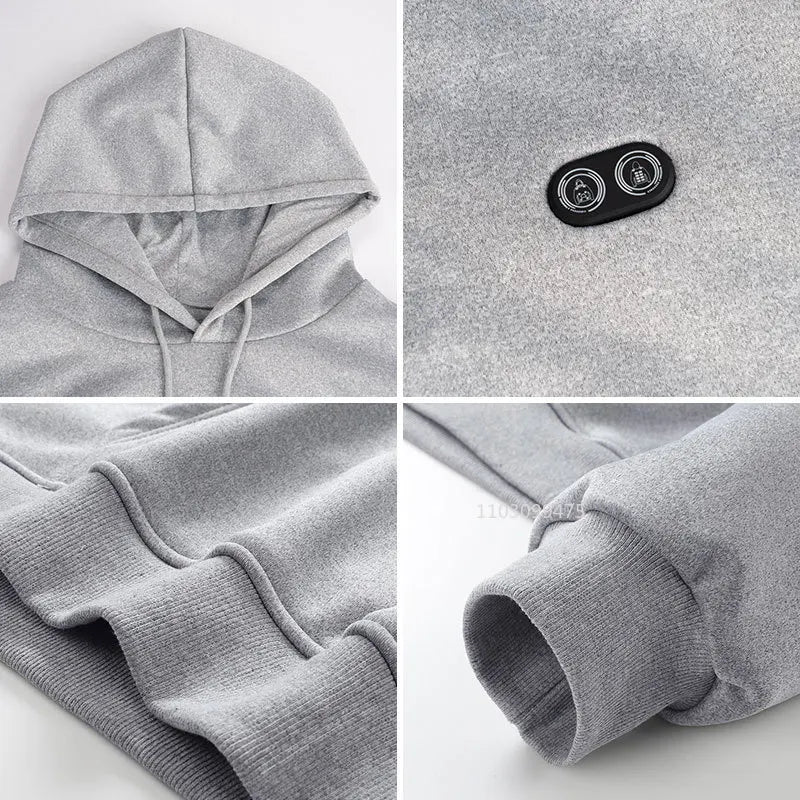 Self Heated Jacket Men Women Sweatshirts Hoodies 17 Areas USB Heated Clothing Winter Thermal Skiing Camping Hiking Sweatshirts