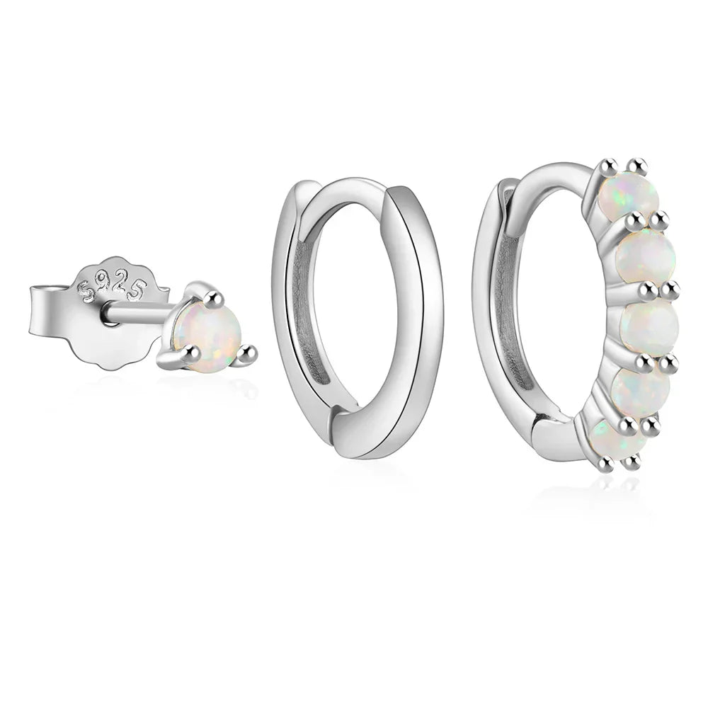 925 Sterling Silver 3PCS DIY Hoop Earring With Piercing Stud Earring Set Women Men Party Wedding Jewelry Set pendientes 925