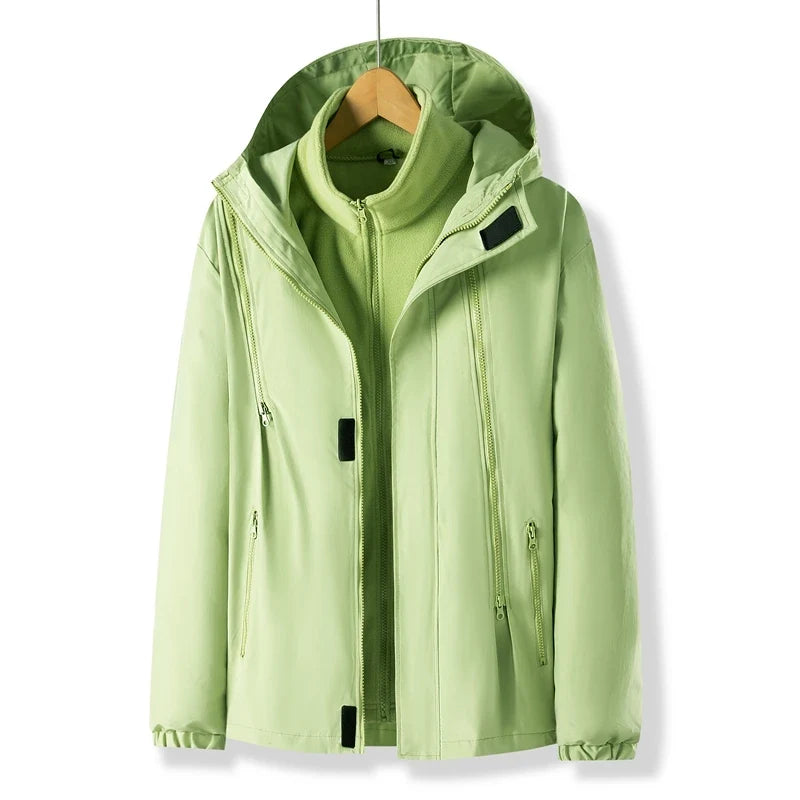 Women Three-in-One Detachable Autumn Winter Outdoor Climbing Windbreaker Windproof Waterproof Fleece Lined Jacket Coat Man Coats