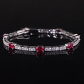 Lab Grown Ruby Tennis Bracelet 925 Sterling Silver Birthstone Bracelet  Fancy Party Wear Bracelet Gift For Women