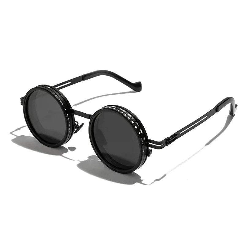 Metal Round Punk ND9-level Adjustable Dimming Sunglasses Women Polarized UV400 Fashion Men Outdoor Sun Glasses