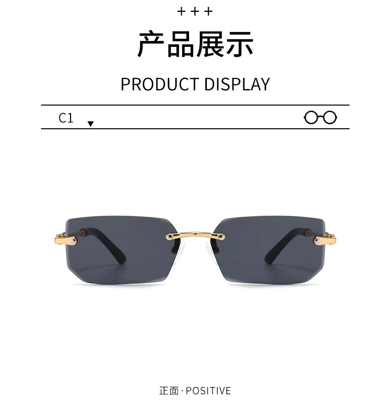 Fashion Rimless Rectangle Sunglasses Popular Women Men Shades Small Square Sun Glasses For Female Male Summer Traveling glasses