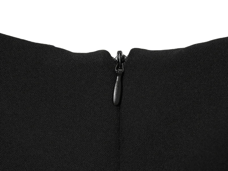 2025 women's new products are elegant and stylish Short dress with a boat neck and short sleeves with pleats  black dress