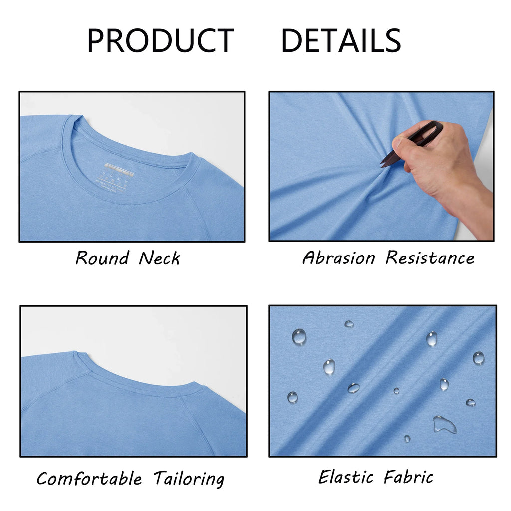 Men's UPF 50+ Shirts Summer Long Sleeve Lightweight T-Shirt Quick Dry Breathable Shirt Outdoor Sport Gym Running Tops