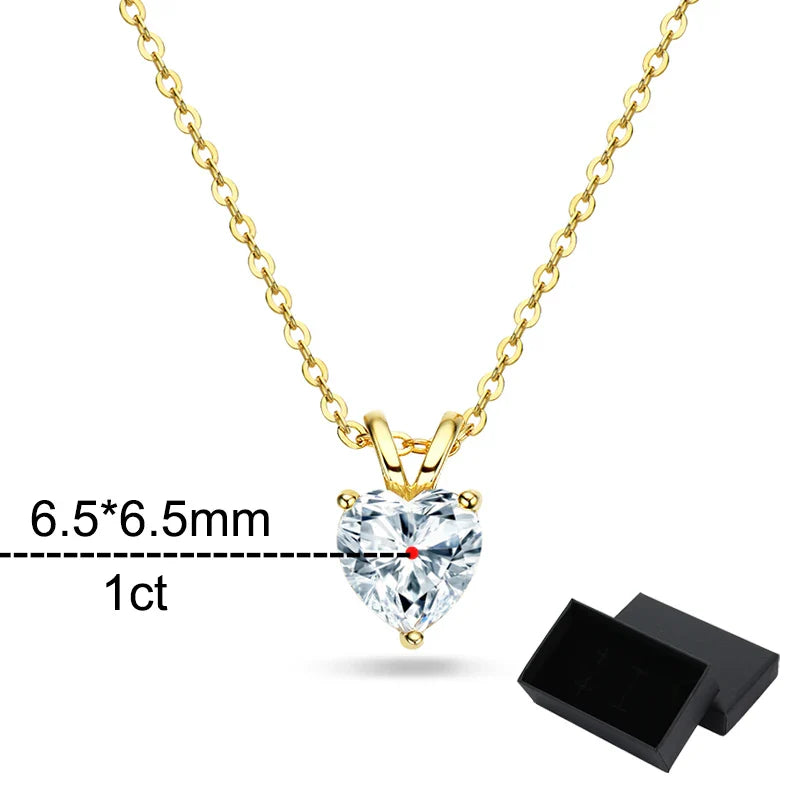 1ct Certified Heart Cut Moissanite Necklace for Women Classic 100% S925 Sterling Silver Pendant Jewelry Wholesale GRA