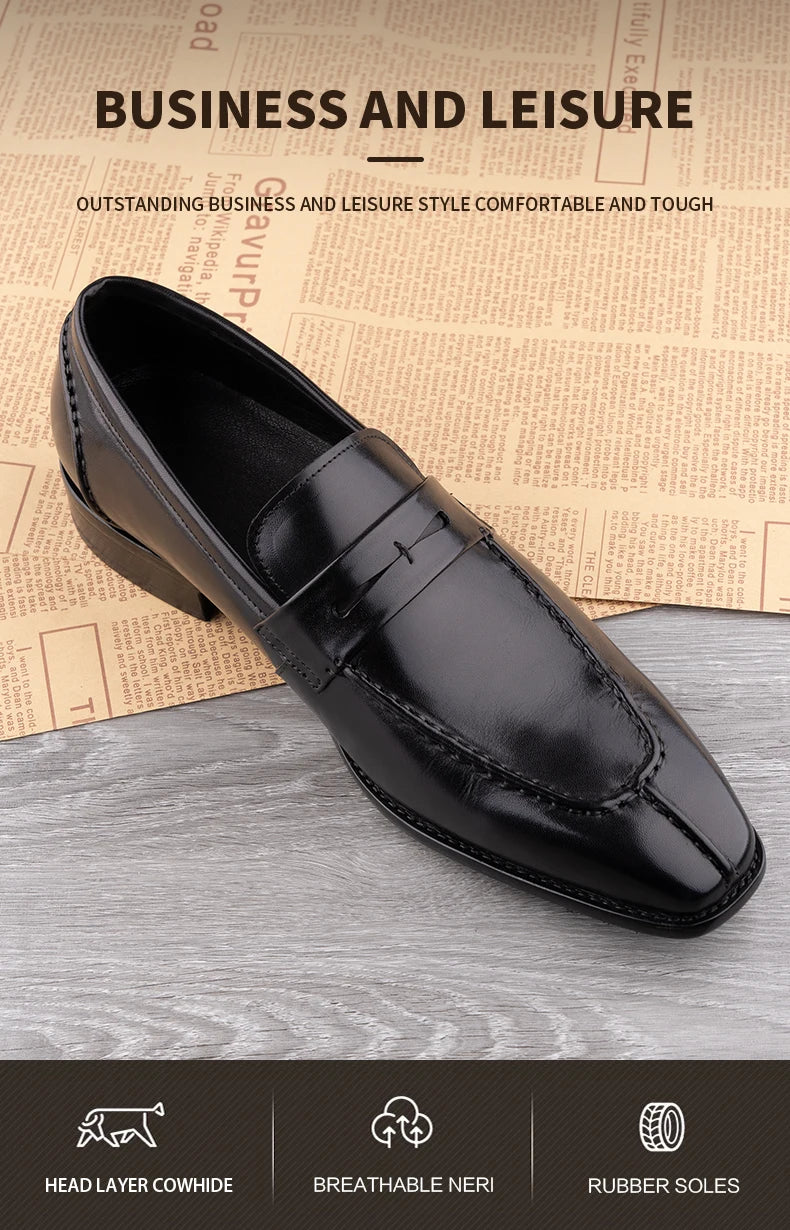 Office Leather Men Shoes Fashion Handmade Business Dress New Arrival Elegant Black Brown Formal Casual Wedding Party Male's Shoe