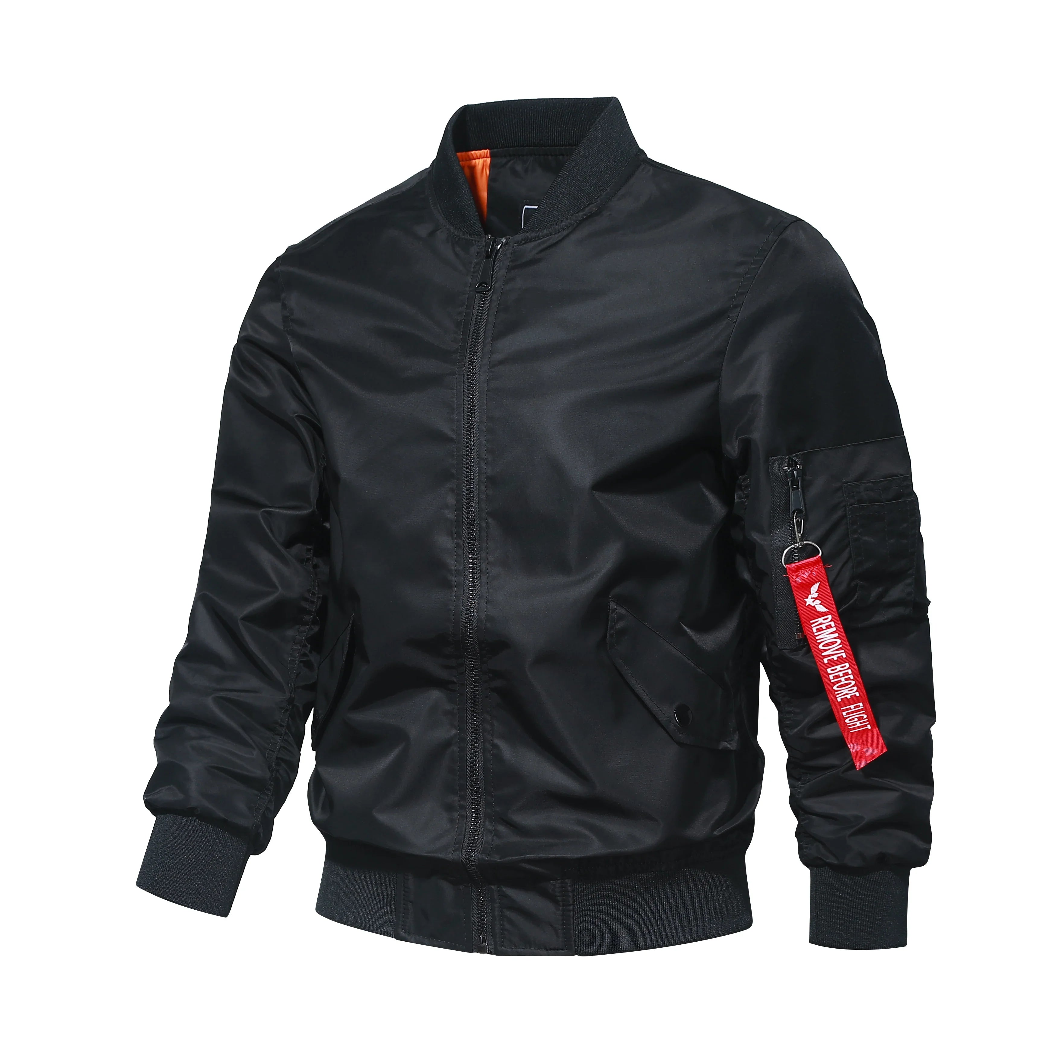 Spring and Autumn Winter Air Force MA1 Pilot Jacket Men's Solid Color Baseball Jacket Casual Thick Windproof Warm Cotton Jacket