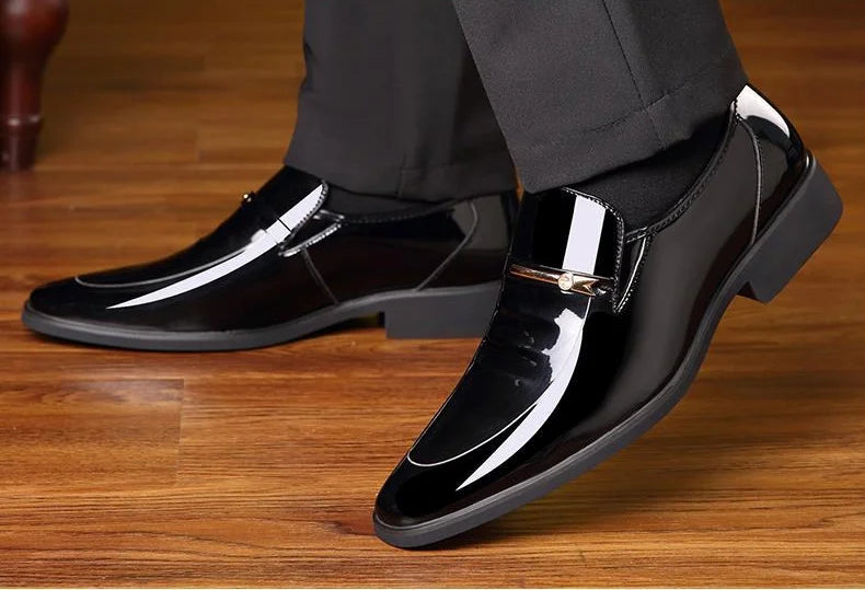 Patent Leather Men's Formal Shoes Casual Business Social Shoe Male Bright Upper Spring Autumn Cheap Clearance Not 2025 Style New